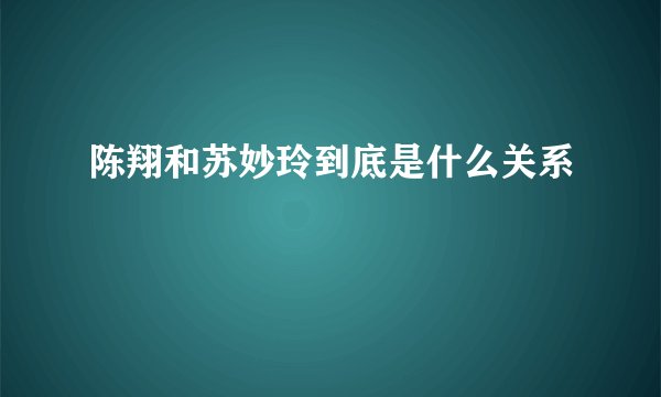 陈翔和苏妙玲到底是什么关系