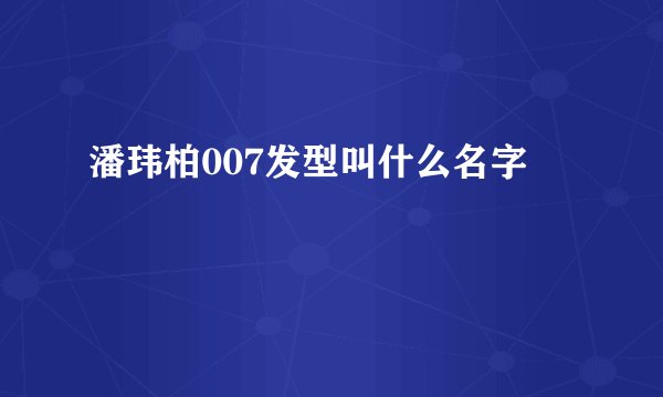 潘玮柏007发型叫什么名字