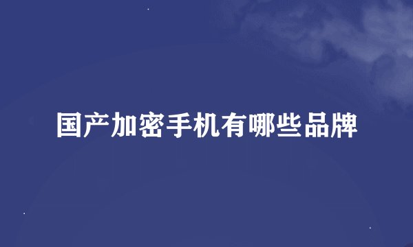 国产加密手机有哪些品牌