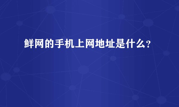 鲜网的手机上网地址是什么?