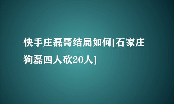 快手庄磊哥结局如何[石家庄狗磊四人砍20人]