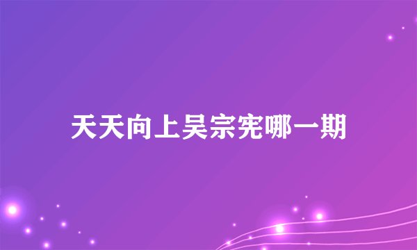 天天向上吴宗宪哪一期