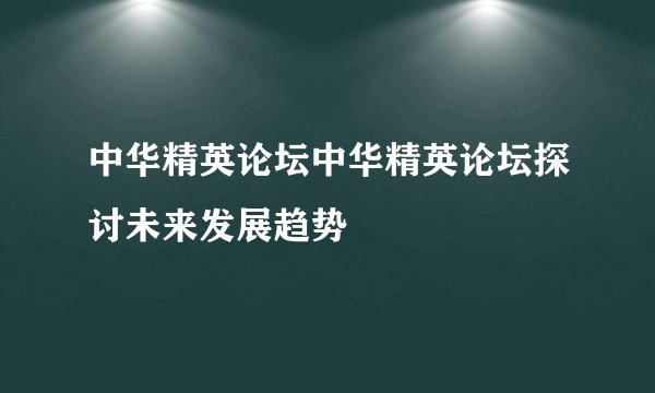 中华精英论坛中华精英论坛探讨未来发展趋势