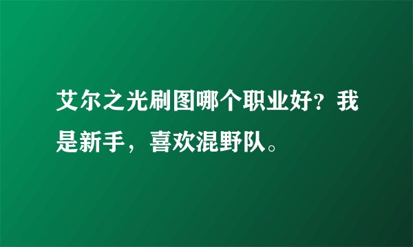 艾尔之光刷图哪个职业好？我是新手，喜欢混野队。
