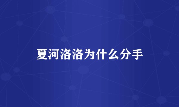 夏河洛洛为什么分手