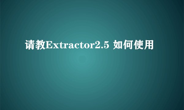 请教Extractor2.5 如何使用