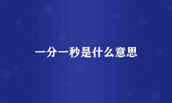 一分一秒是什么意思