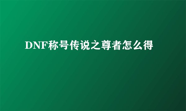 DNF称号传说之尊者怎么得