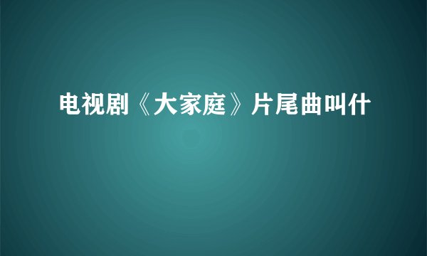 电视剧《大家庭》片尾曲叫什