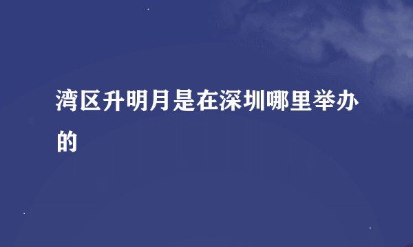 湾区升明月是在深圳哪里举办的