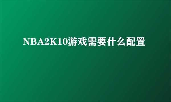 NBA2K10游戏需要什么配置