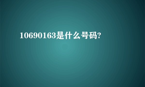 10690163是什么号码?