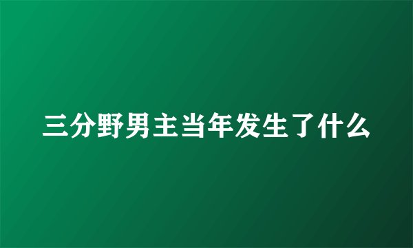 三分野男主当年发生了什么