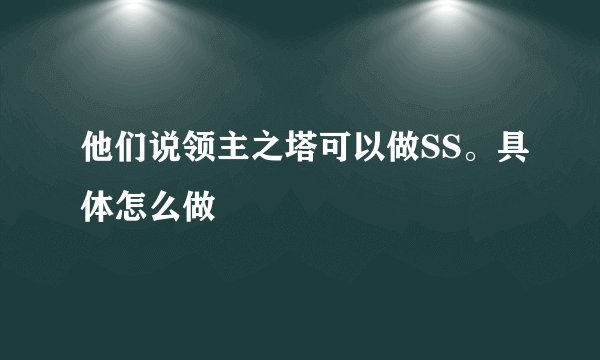 他们说领主之塔可以做SS。具体怎么做