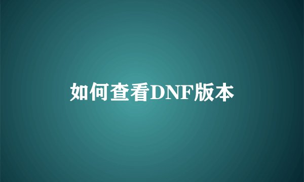 如何查看DNF版本