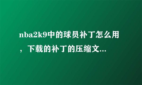 nba2k9中的球员补丁怎么用，下载的补丁的压缩文件解压后，把哪个文件夹放到SAVE里面去才可以啊？
