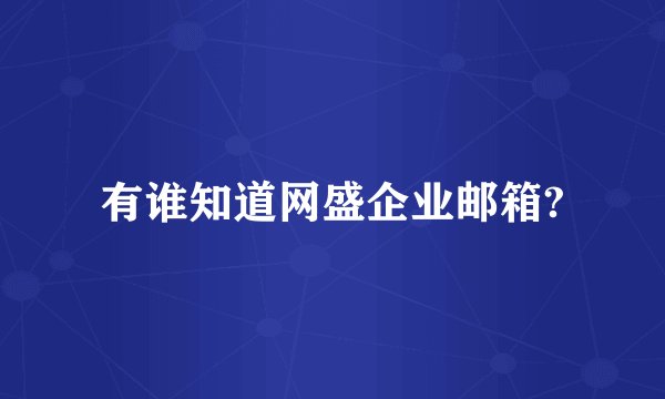 有谁知道网盛企业邮箱?