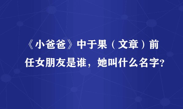 《小爸爸》中于果（文章）前任女朋友是谁，她叫什么名字？
