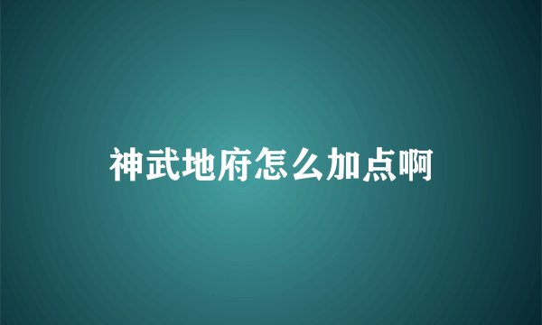 神武地府怎么加点啊