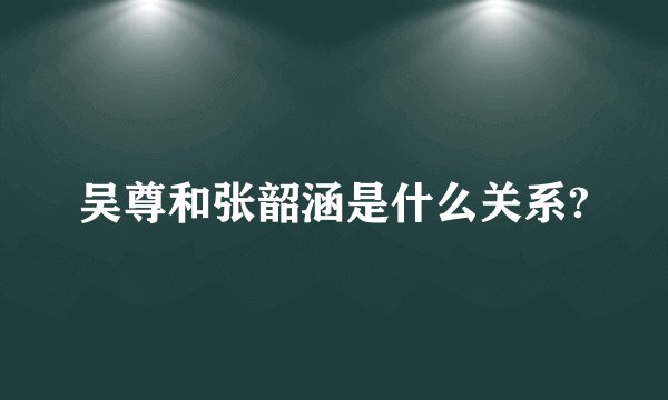 吴尊和张韶涵是什么关系?