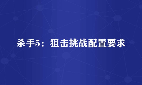 杀手5：狙击挑战配置要求