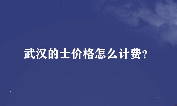 武汉的士价格怎么计费?