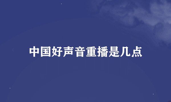 中国好声音重播是几点