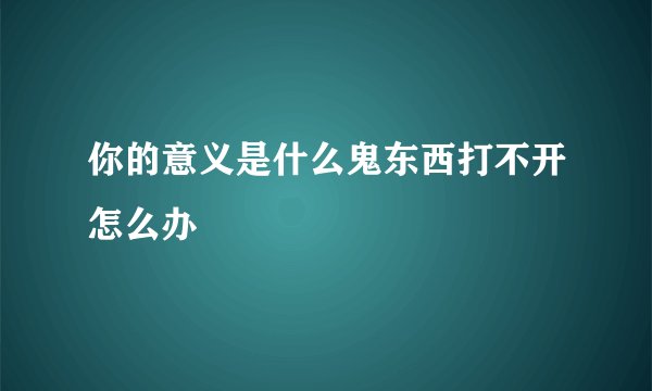 你的意义是什么鬼东西打不开怎么办