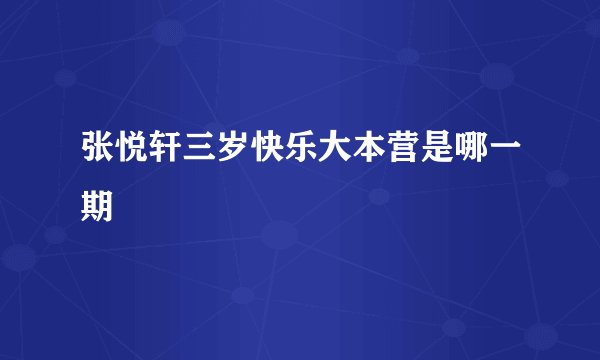 张悦轩三岁快乐大本营是哪一期