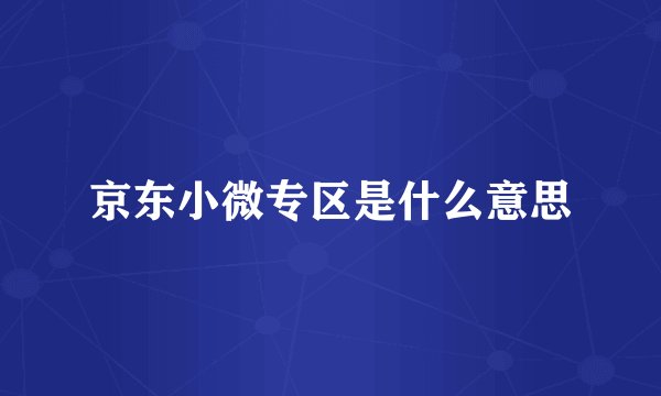 京东小微专区是什么意思