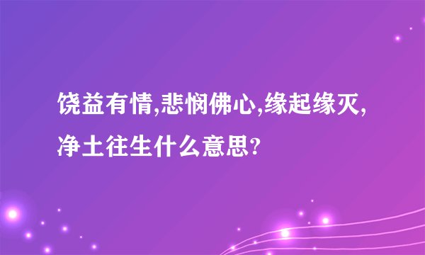 饶益有情,悲悯佛心,缘起缘灭,净土往生什么意思?