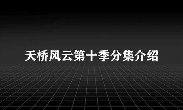 天桥风云第十季分集介绍