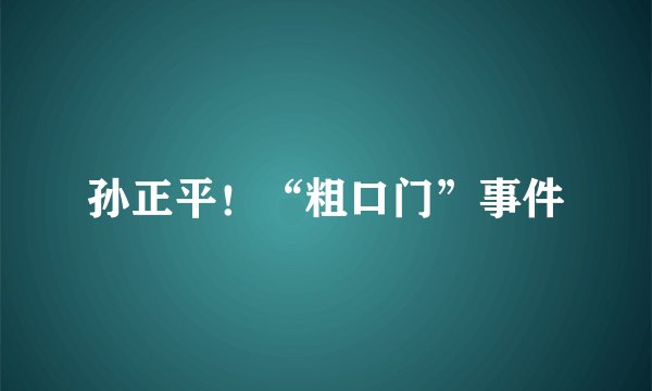 孙正平！“粗口门”事件