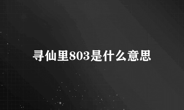 寻仙里803是什么意思