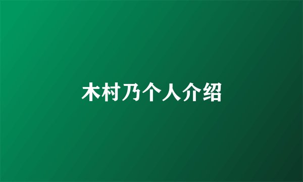 木村乃个人介绍
