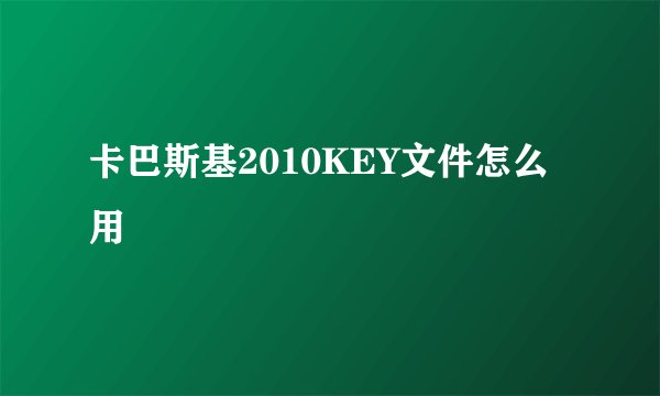 卡巴斯基2010KEY文件怎么用