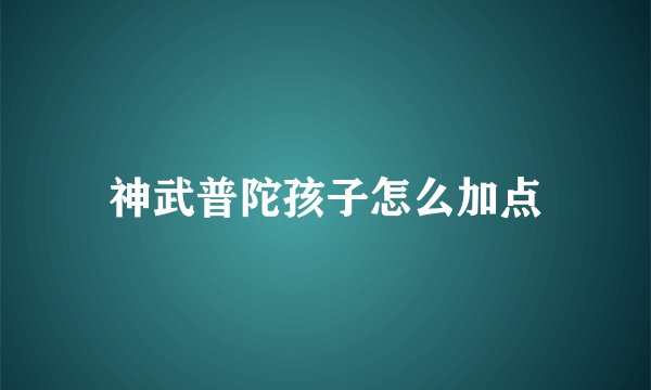 神武普陀孩子怎么加点