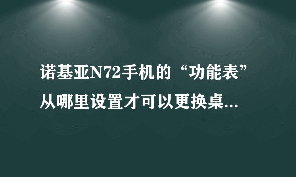 诺基亚N72手机的“功能表”从哪里设置才可以更换桌面样子?