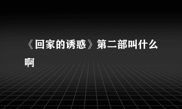 《回家的诱惑》第二部叫什么啊