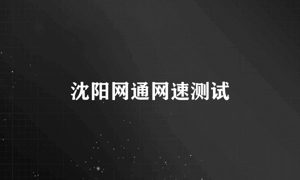 沈阳网通网速测试