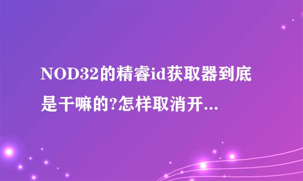 NOD32的精睿id获取器到底是干嘛的?怎样取消开机启动？