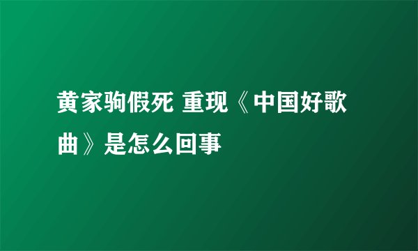 黄家驹假死 重现《中国好歌曲》是怎么回事