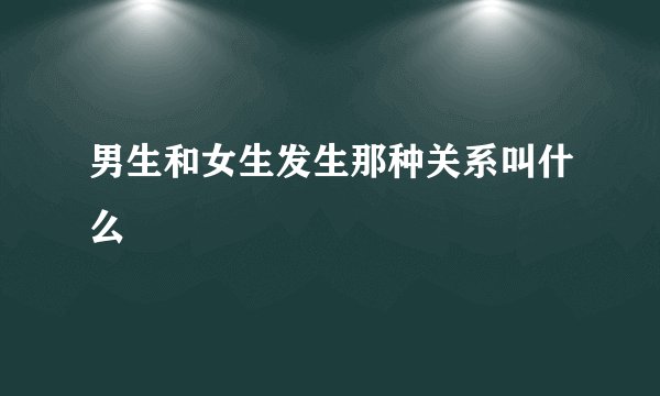 男生和女生发生那种关系叫什么
