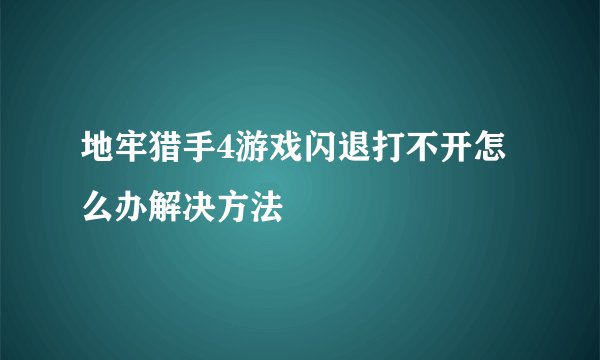 地牢猎手4游戏闪退打不开怎么办解决方法