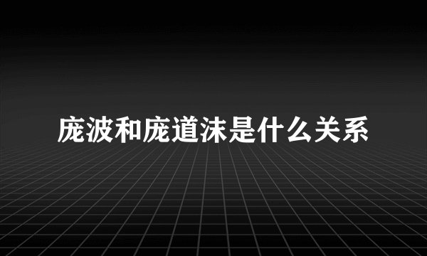 庞波和庞道沫是什么关系