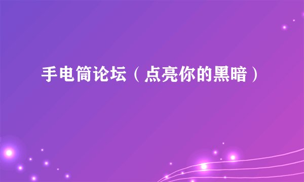 手电筒论坛(点亮你的黑暗)