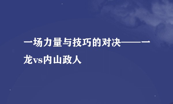 一场力量与技巧的对决——一龙vs内山政人