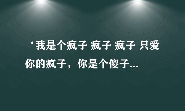 ‘我是个疯子 疯子 疯子 只爱你的疯子，你是个傻子 傻子 傻子…’这句歌词是哪首歌里的？