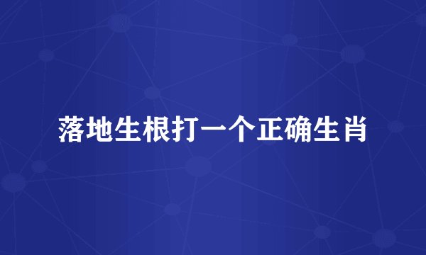落地生根打一个正确生肖
