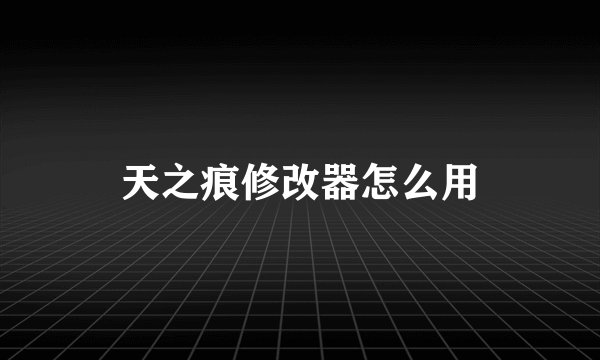 天之痕修改器怎么用